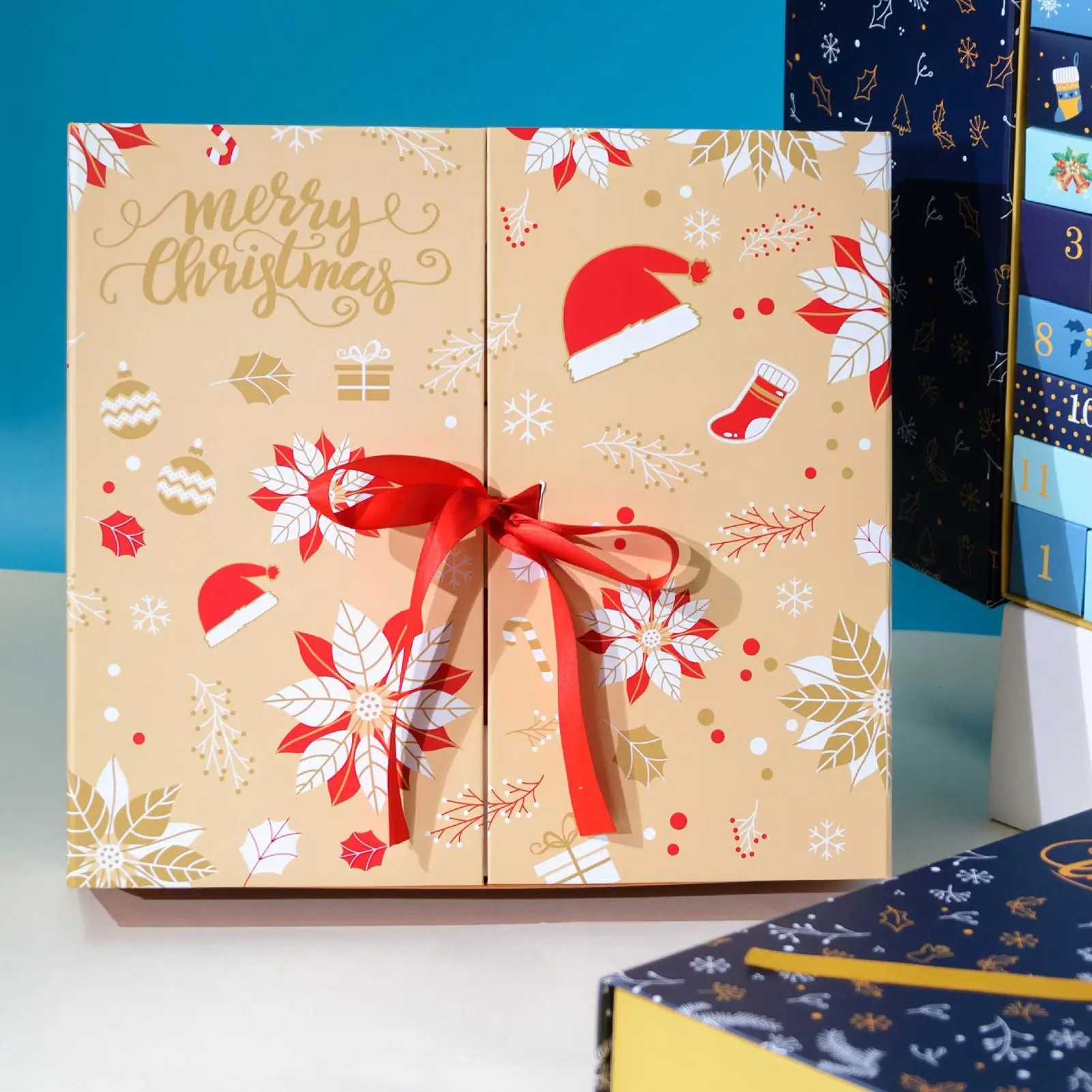 

24 сетки, праздничные рождественские коробки для адвент-календаров, бумажные подарочные коробки, коробка для календаря обратного отсчета 2025 для фестиваля, дня рождения, детей и взрослых