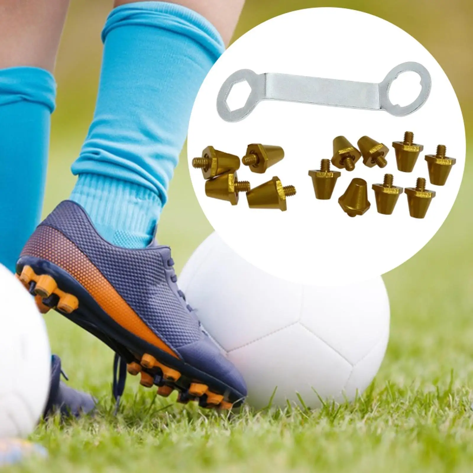 

12x Football Boot Studs M5 Threaded with Wrench Anti Slip Soccer Boot Cleats