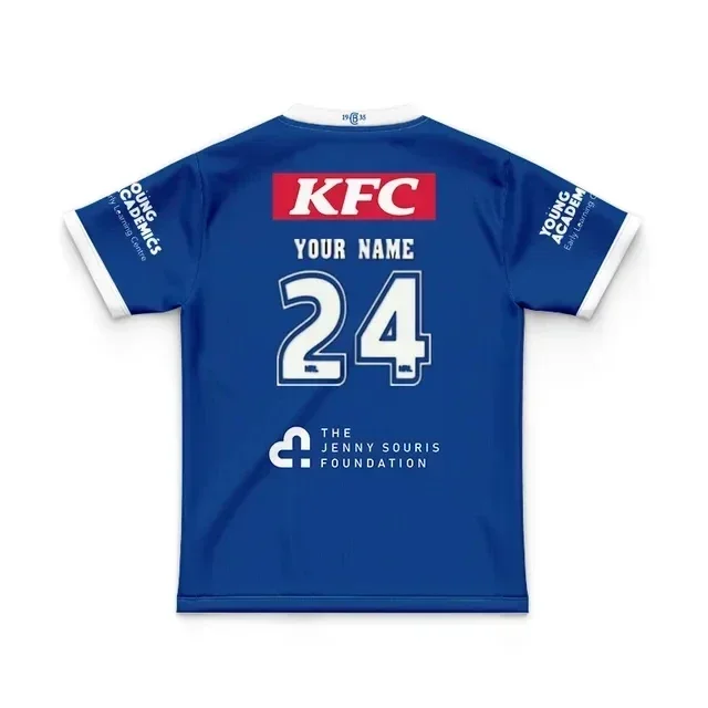 2024 Bulldogs Kinderen Thuis/Uit/Training Rugby Jersey-Herenmaat: 16-26(Print Nummer) Topkwaliteit