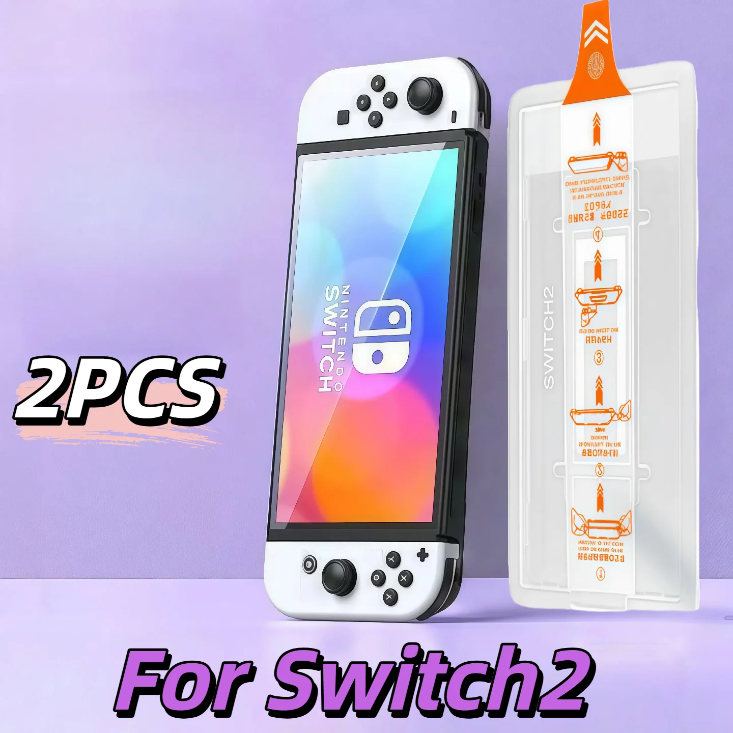 2 Stück für Switch2 7,9 Zoll 2025 Displayschutzfolie aus gehärtetem Glas, Härte 9H, blasenfrei, kratzfest, kein Staub
