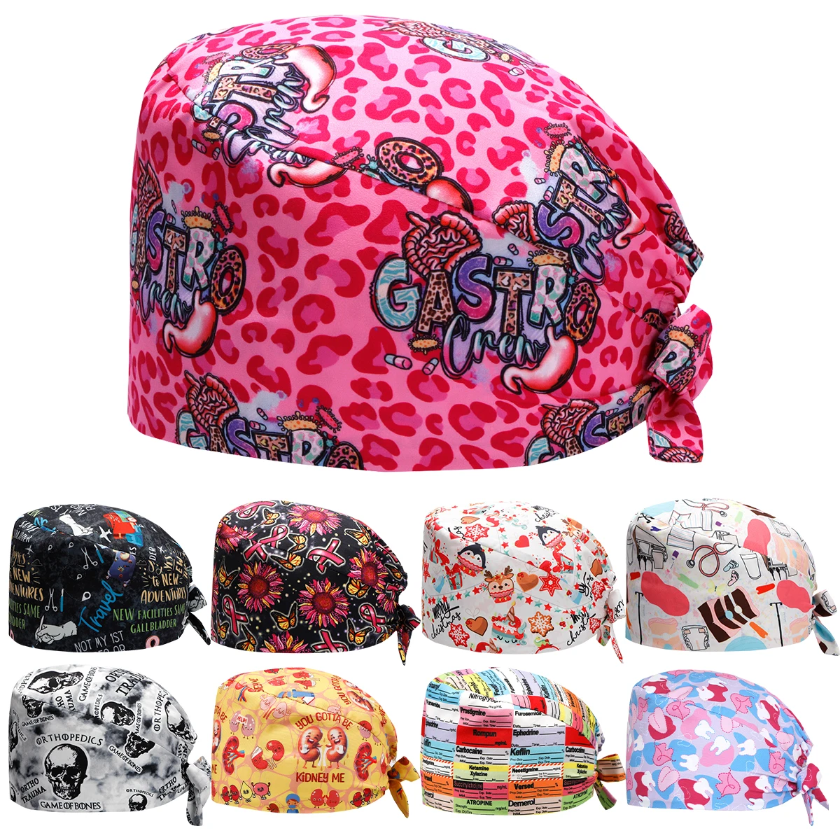 Women Scrub Caps Surgical Hats Doctor Nurse Nursing Caps Hospital Clinic Dental Working Caps Tieback Chef Beautician Headwear