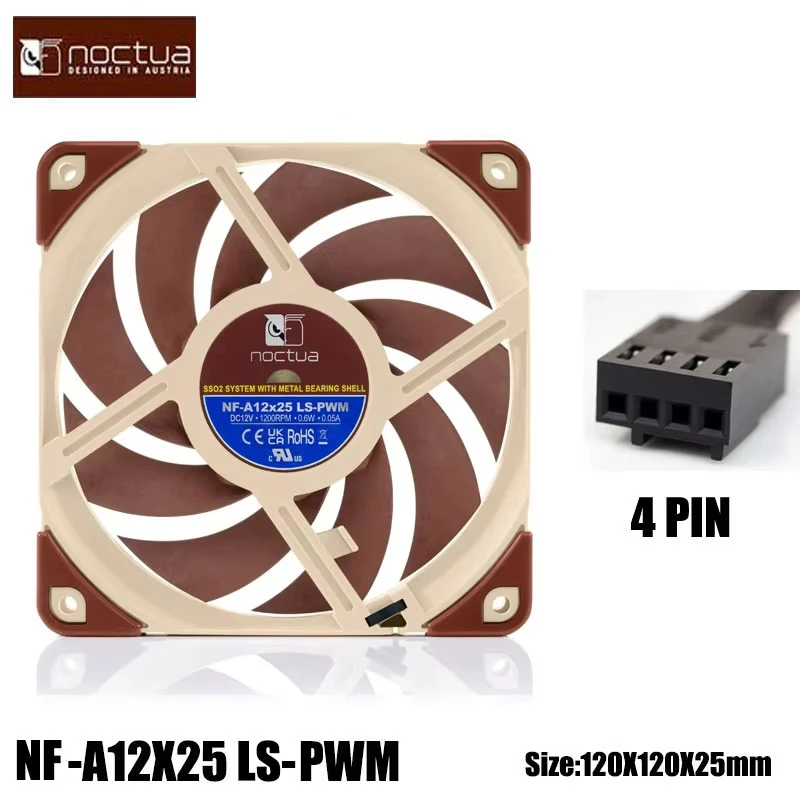 Noctua NF-A12x25 PWM 12CM Case Fan Intelligent Temperature Control 4-Pin Cold Exhaust Fan Water-Coled Exhaust Cooling Fan