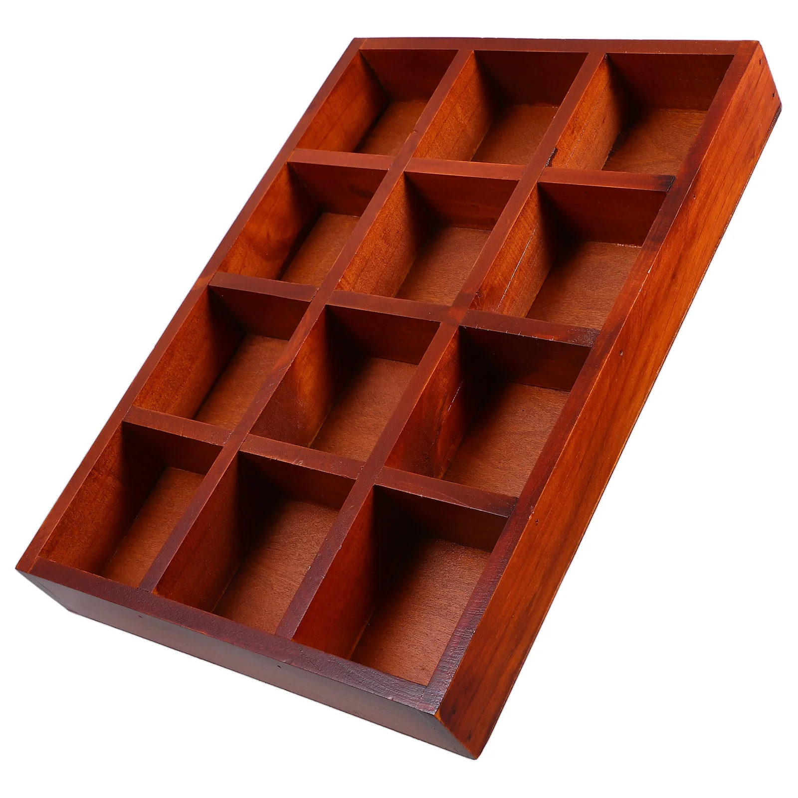 12 Grids Jewelry Storage Container Wooden Holder Desktop Organizer Multifunction