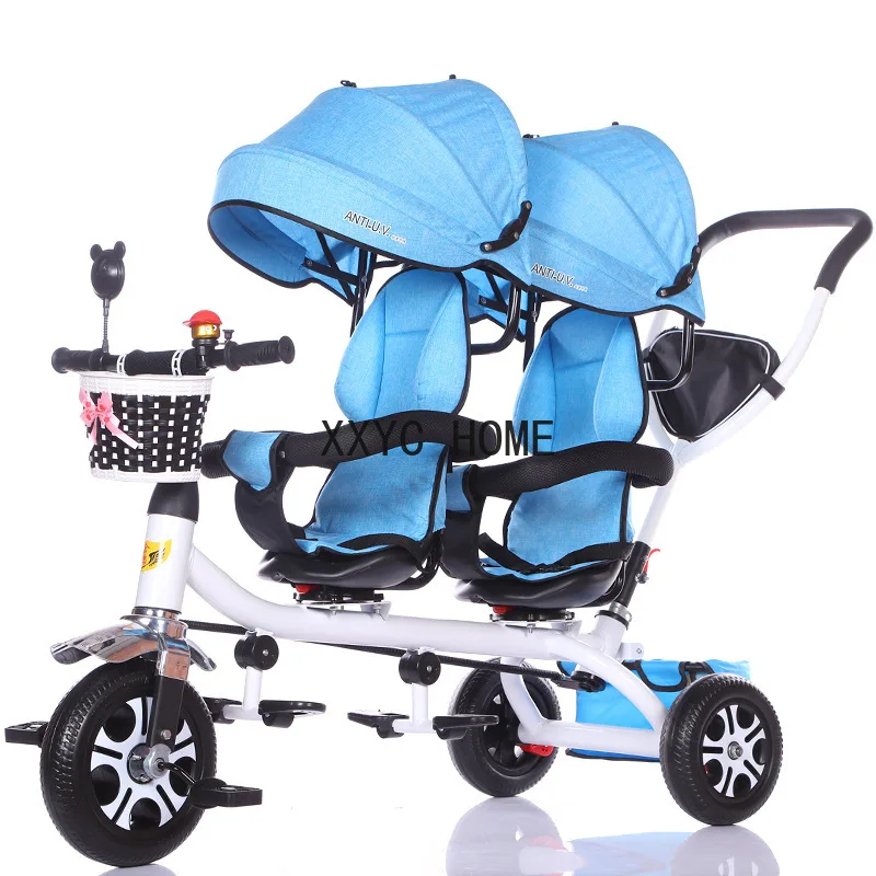 Children's Tricycle Twin Trolley Double Baby Trike Baby Stroller 3 Wheel Bicycle Kids Tricycle Stroller