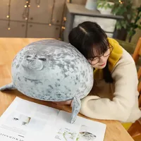 New Angry Blob Seal Pillow Chubby 3d Novelty Sea Lion Doll Plush Stuffed Toy Baby Sleeping Throw Pillow Gifts For Kids Girls