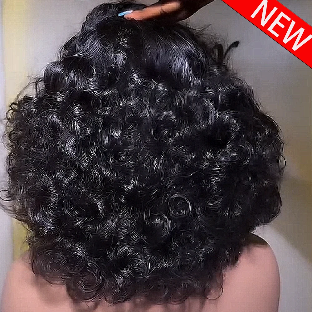 400 Density Headband Wig Bouncy Curly 100% Human Hair Wigs Full Machine Made 13x6 HD Lace Frontal Wig For Black Women 10-18 Inch - view 4