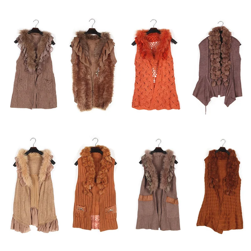

VintageY2K Hippie Aalyptic вязаный жилет с воротником из кроличьего меха, открытый кардиган тысячелетия, женский модный осенний теплый V-ne