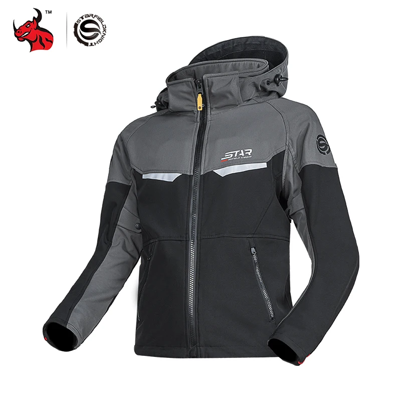 

New Riding Motocross Jacket Motorcycle Jacket Men Thermal Windproof Splashproof Motorbike Clothing Built-in Protective Pads