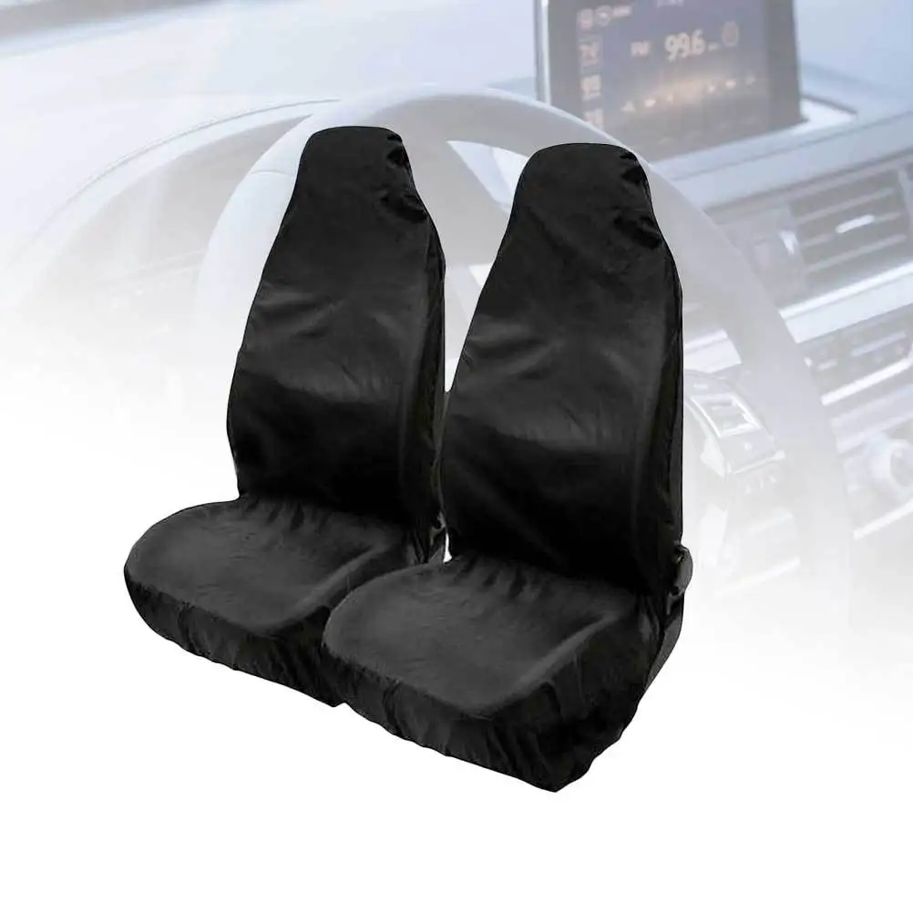 

2pcs Car Seat Cover Set Black Universal For Most Cars Waterproof Washable Synthetic Fiber Comfortable Breathable Easy