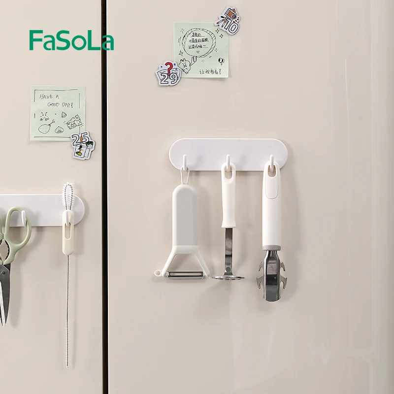 

FaSoLa 2Pcs Refrigerator Magnet Hook Magnetic Sticker Row Hooks Kitchen Wall Mounted Storage Hooks Apron Coat Hooks