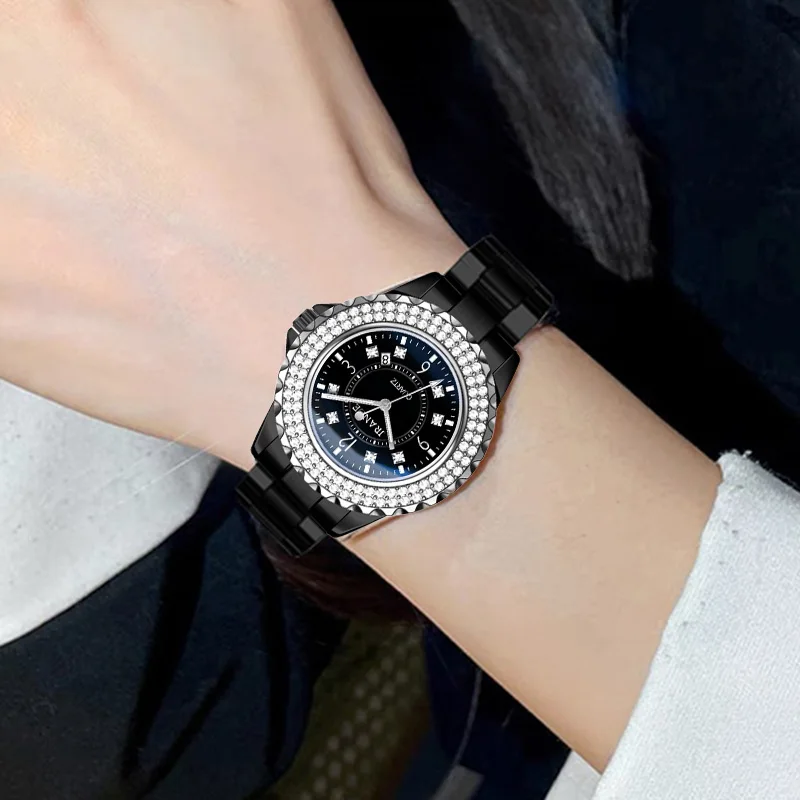 Fashion Quartz Wristwatches New in Ladies  Watches Elegant Woman Watch Round  Waterproof Hand Clock Diamonds Date