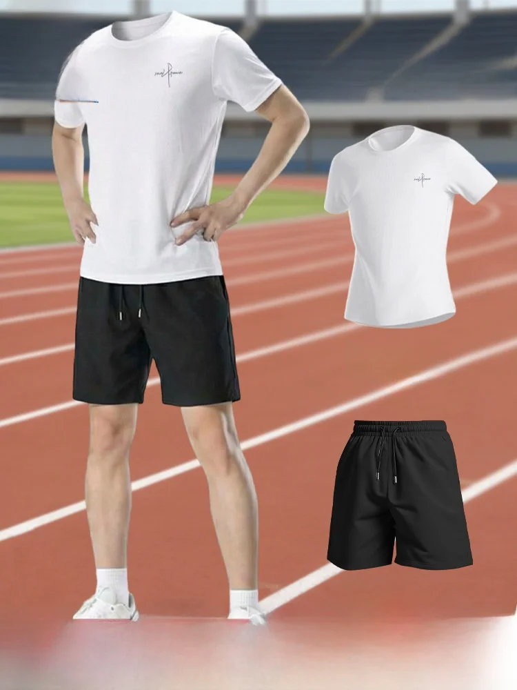 

Jeanswest Men's Fitn Running Suit Ice Silk Cool Feeling Two-Piece Set Qui Dry Summer Sports Wear ort Sve T-irt