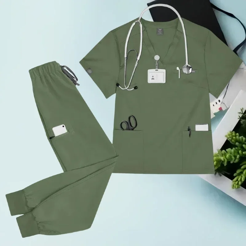 Acessórios de enfermeira fino ajuste esfrega conjuntos feminino uniformes médicos hospital médico roupas clínica dentária workwear pet ternos cirúrgicos