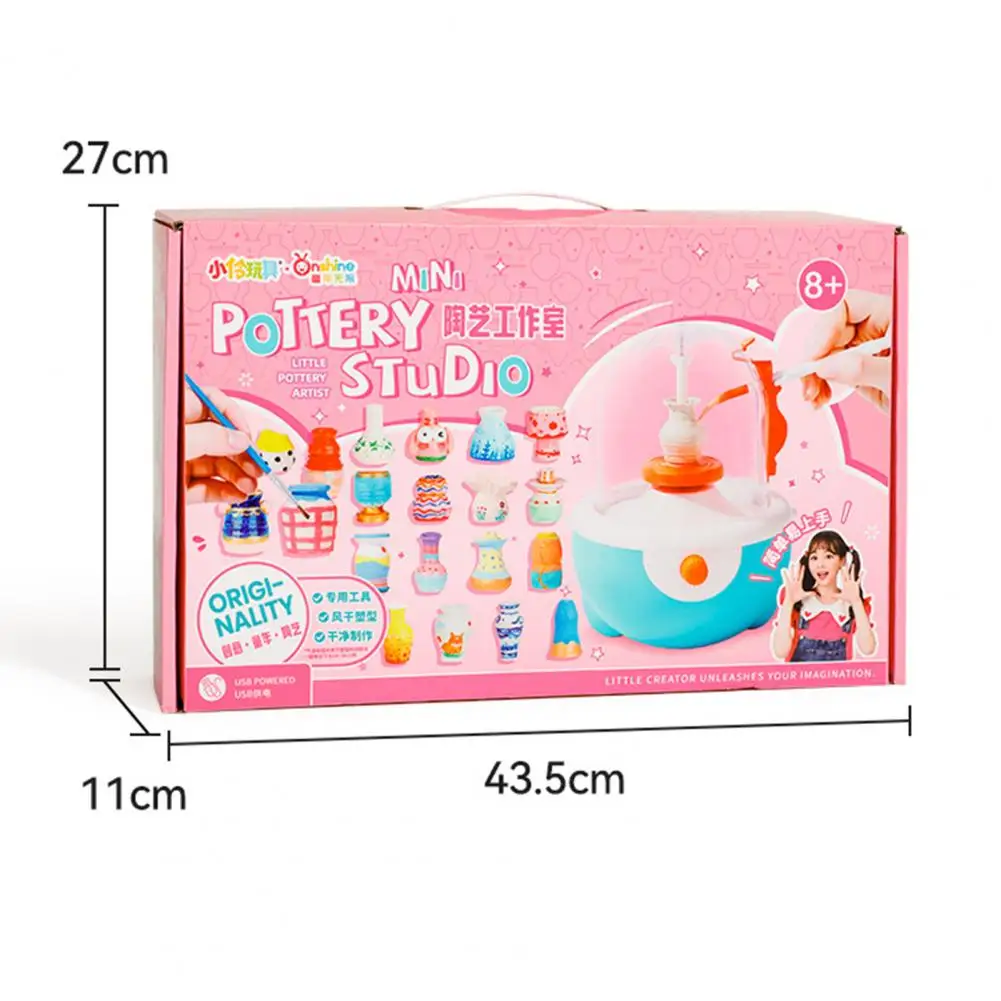Rueda de cerámica eléctrica para niños, juguete eléctrico DIY, arcilla, actividad de escultura, máquina para hacer cerámica, juguete educativo de cerámica para niños pequeños Gi