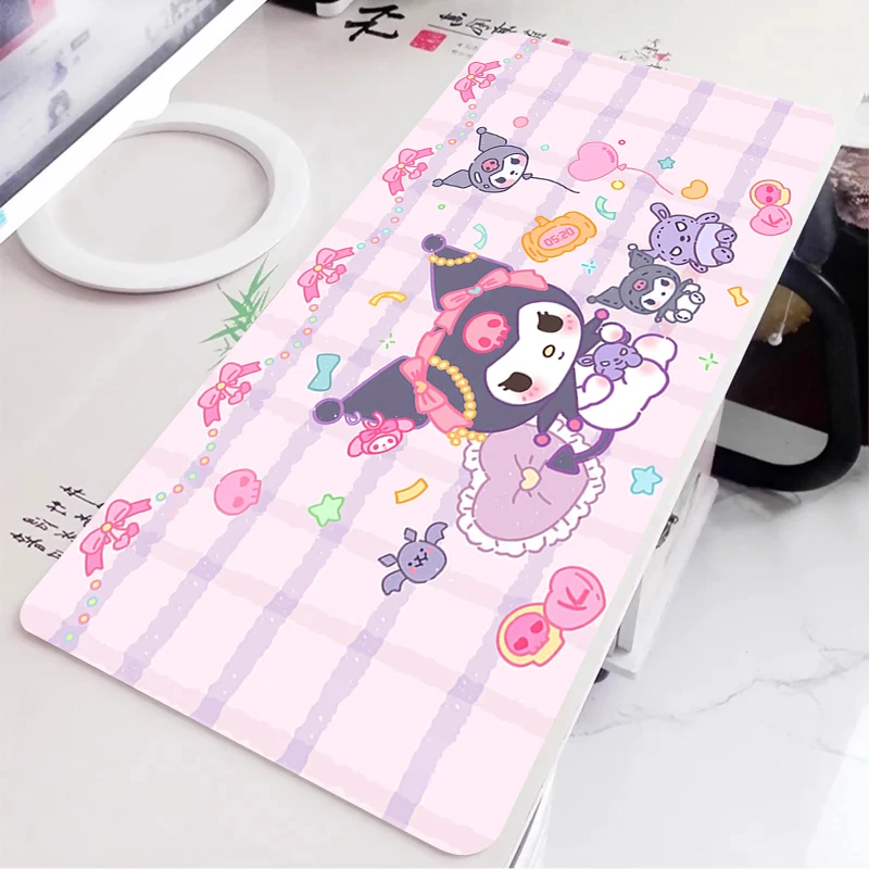 

Large Mouse Pad Kuromi Carpet Laptop Pc Gamer Keyboard Mat Mousepad Edge White Tassel Rubber Table Mat