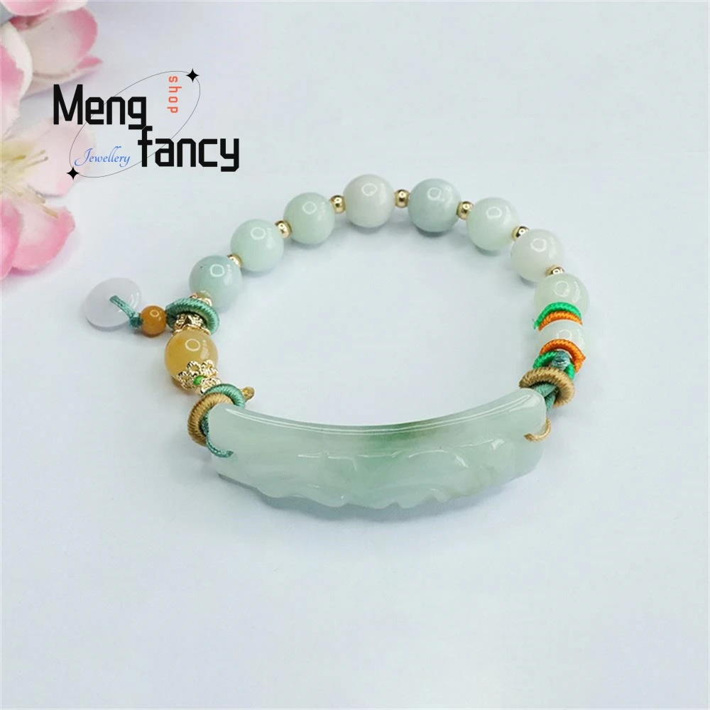 

Natural Jadeite Pixiu Hand Plaque Peace Buckle Bracelet Exquisite Elegant Simple High-grade Sexy Young Girls Luxury Fine Jewelry