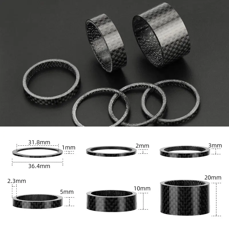 31.8mm Fork Headset Carbon Spacers MTB Bicycle Handlebar Stem Rise Up Adjust Washers 3K Glossy Fiber Steering DIY Accessories