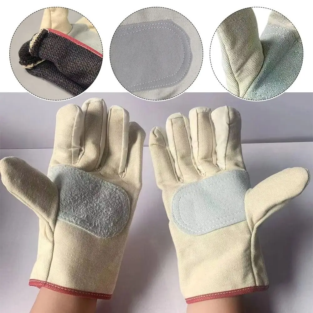 1Pair Double Thickened Canvas Gloves Wear Resistant Stab Proof Labor Protection Gloves Anti Cutting Thermal Insulation