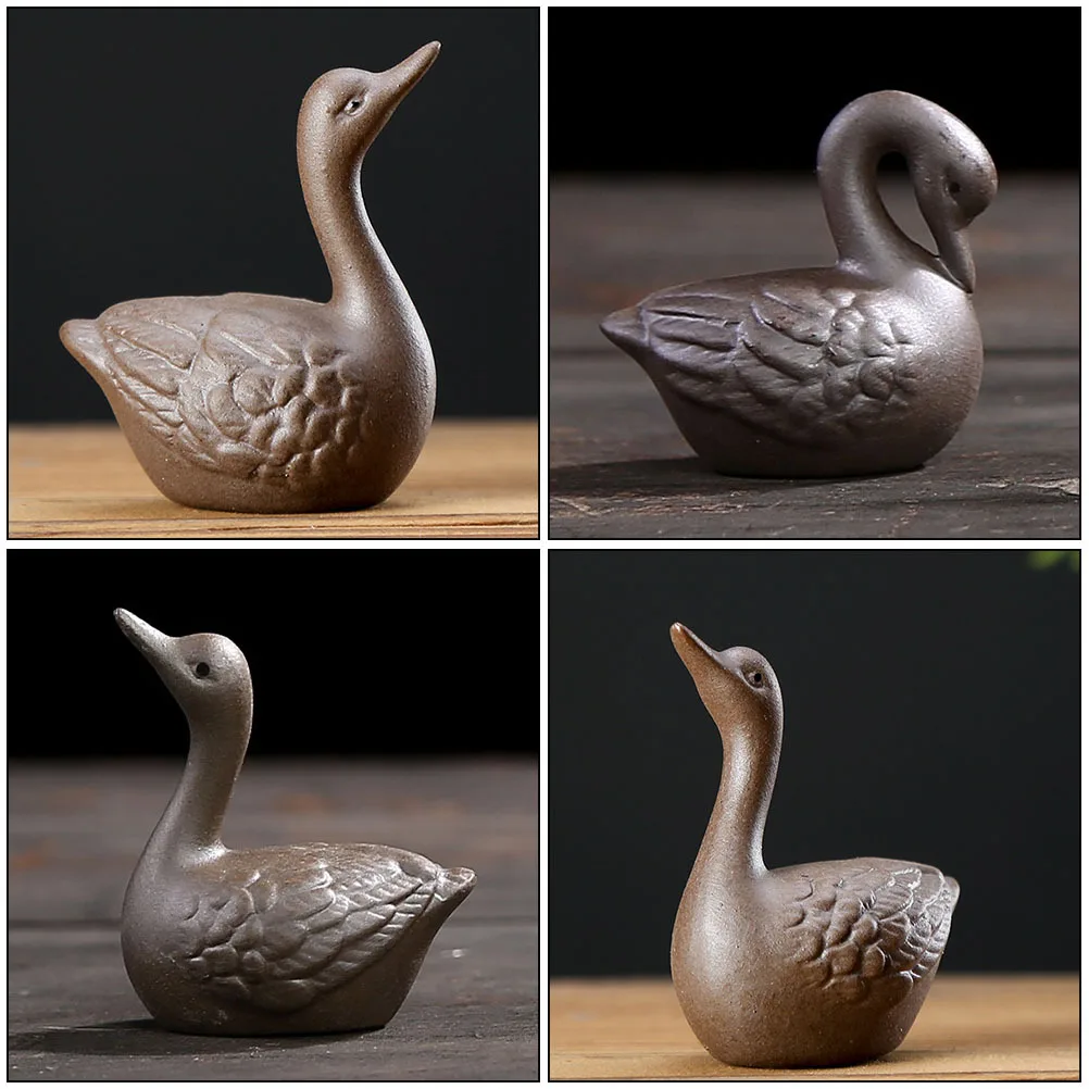 

2Pcs Ceramic Swan Ornaments Tea Tray Decoration Desktop Swan Models for Nursery Kindergarten Living Room