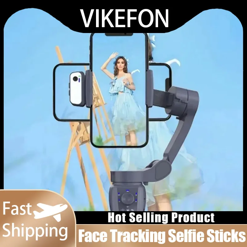 

Portable Video Record Selfie Sticks AI Face Tracking Handheld Gimbal Stabilizer with LED Fill Light for iPhone 12-16 Samsung S24