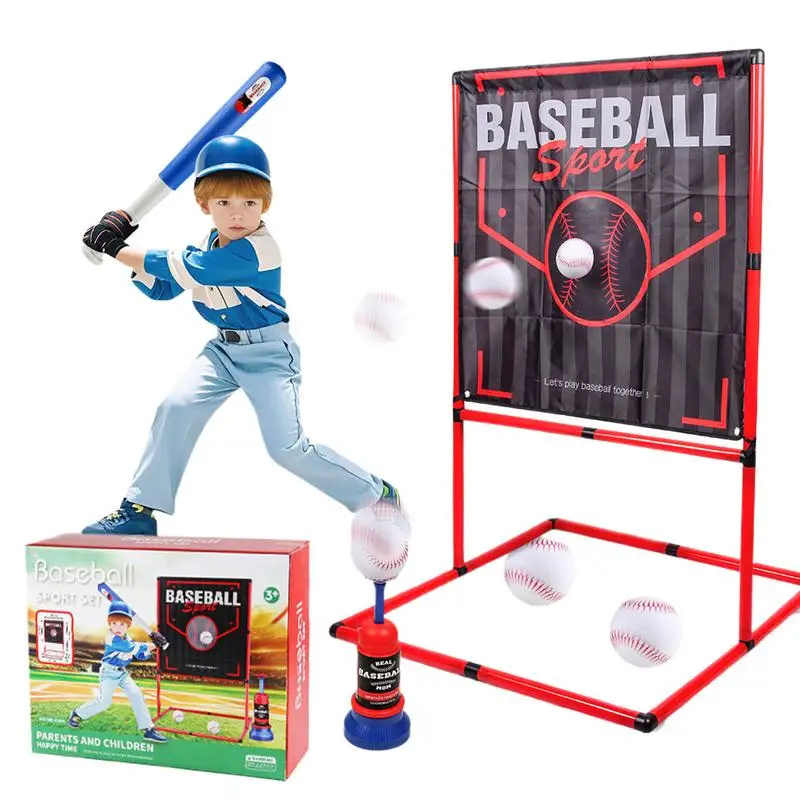 Children's Baseball Training Parent-Child Interaction Set Baseball Sports Toy Set Cloth balls + Catapult + Bat +Storage bag