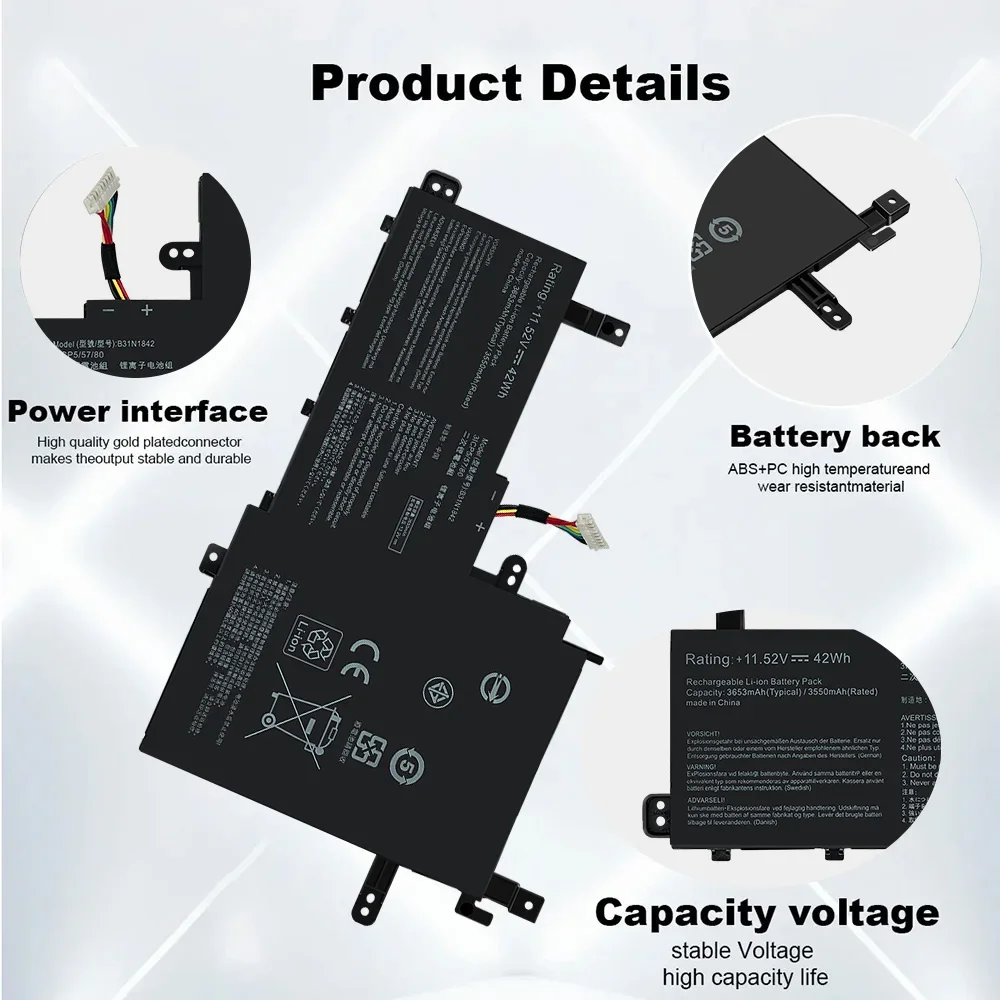 NEW B31N1842 Laptop Battery For ASUS VivoBook 15 F513EA K513E KM513UA M513IA S513EA S531F S533UA X513EA X531FA X531FL 42WH