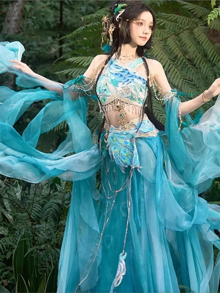 

Han Yi Yu style backless blue set Immortal Chinese