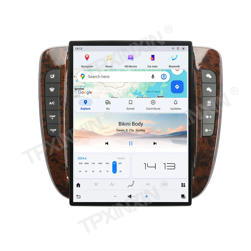 

Автомобильный радиоприемник 13,8 дюйма QLED с сенсорным экраном CarPlay для GMC yokon 2007-2013, GPS-навигация, мультимедийный плеер, Android 13, головное устройство, авто