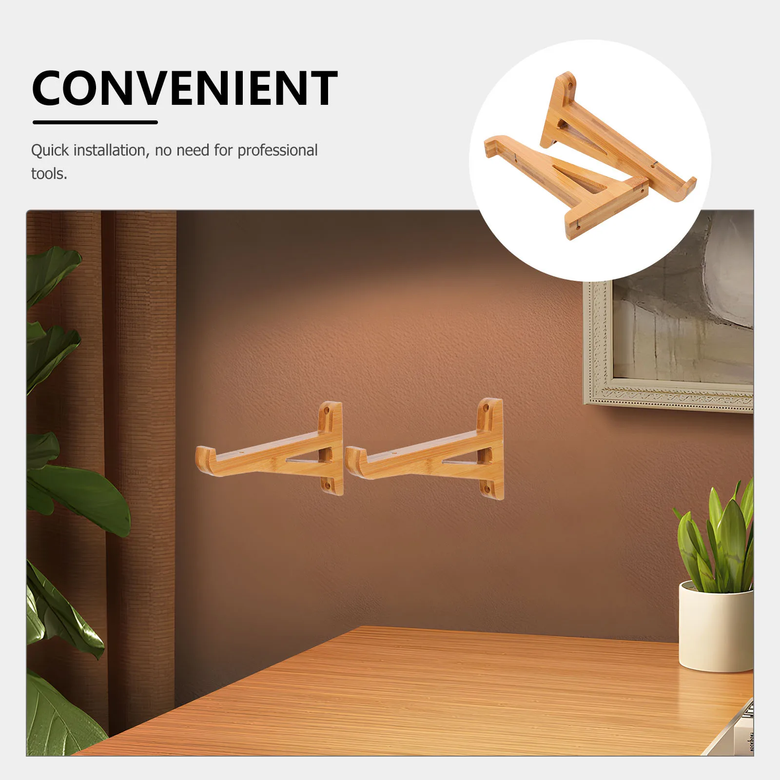 2 Buah Braket Rak Mengambang Penyangga Dinding Kayu Solid Struktur Segitiga Pemasangan Cepat untuk Ruang Tamu Kamar Tidur