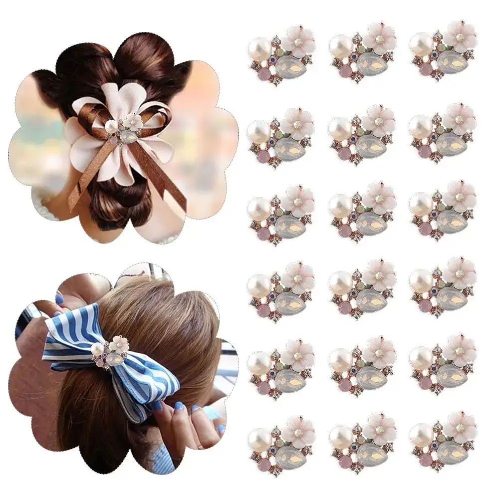 10PCS Rhinestone Button Craft Flatback Sewing Accessories Apparel Rhinestone Button Flower Buttons Garment Buckle Hairpin
