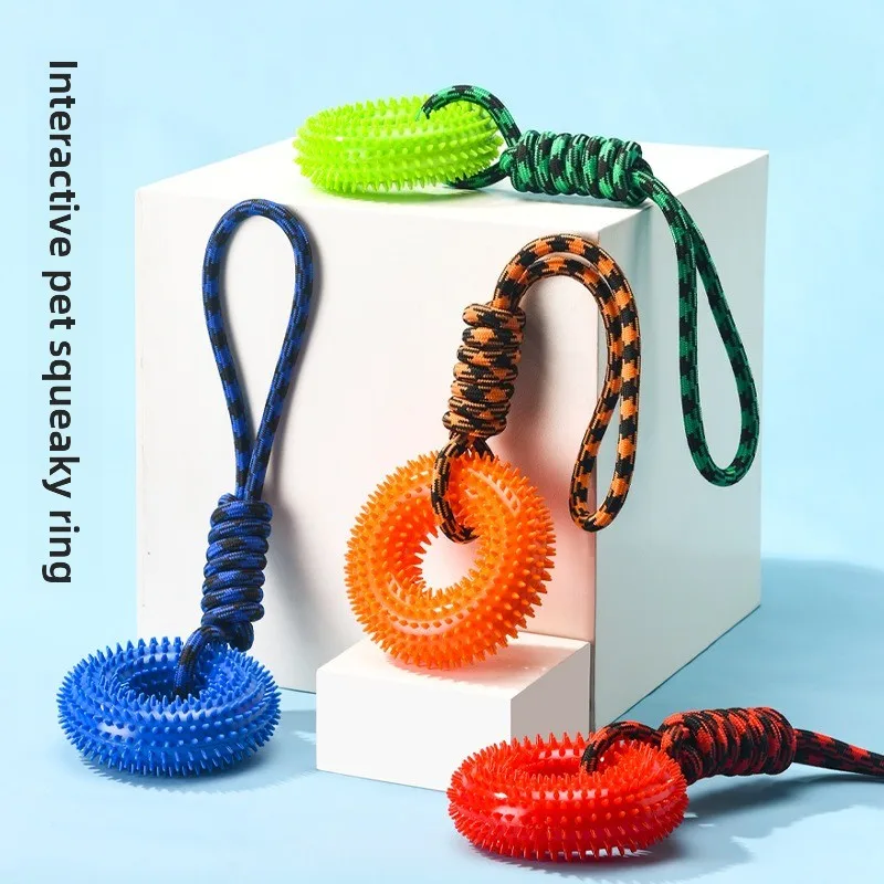 

Pet Toys, Vocal Spiked Rings, Dog Toys, Rope Knots, Interactive Pulling, Teeth Cleaning, Border Collie Training