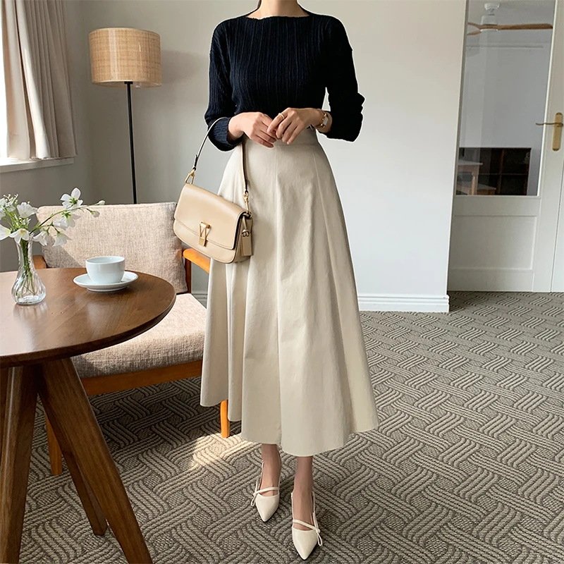 

French Vintage Long Woman Skirts Womens Casual Sexy Swing Skirts Fashion High Waist Three-dimensional Umbrella Skirt BVAZY23101