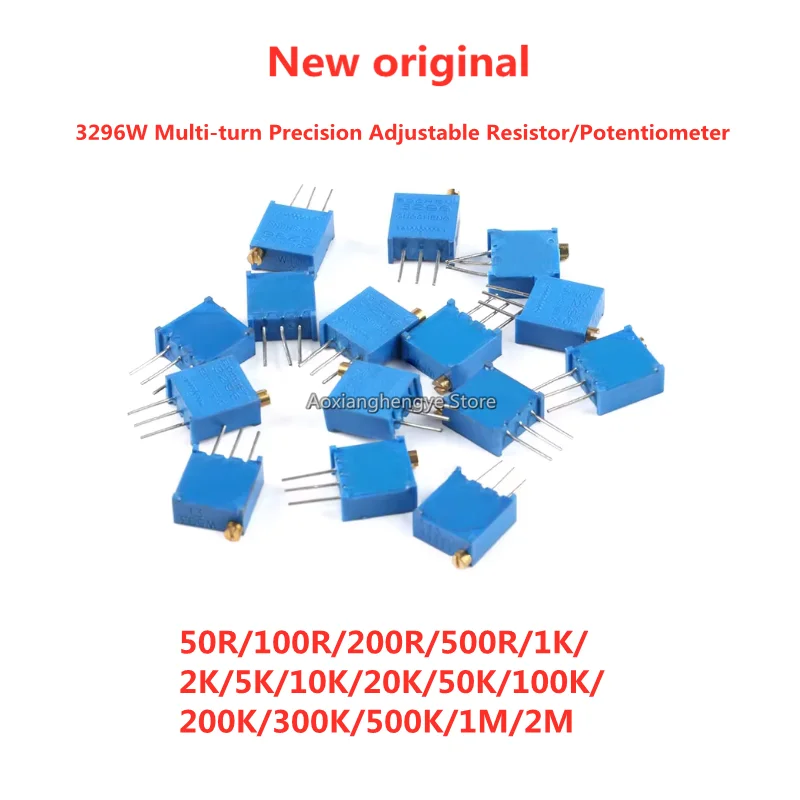 20pcs 3296W Multi-turn Precision Adjustable Resistor/Potentiometer 50R100R200R500R1K2K5K10K20K50K100K200K300K500K1M2M