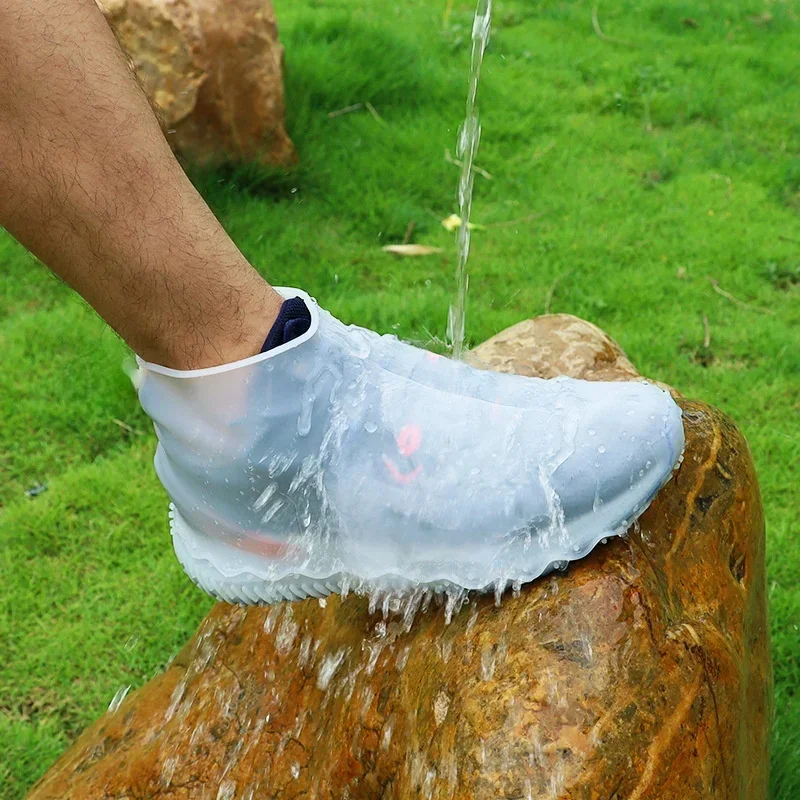 Thicken Silicone Rain Boots Waterproof Shoe Cover Unisex Shoes Protectors Transparent Non-Slip Rainproof Suit Rain Coat 2024