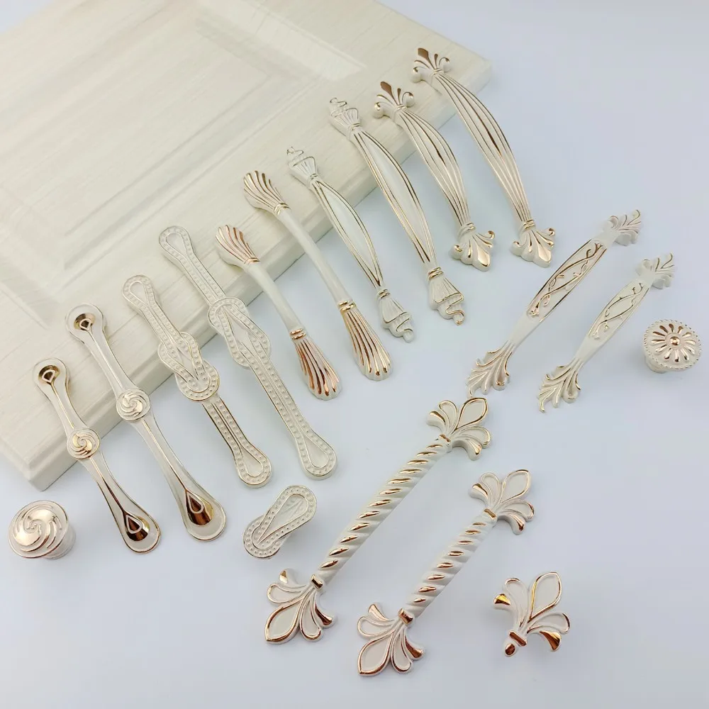 Lvory White Rose Gold Handle For Furniture Kitchen Cabinets Door Drawer Knobs European Wardrobe Cupboard Dresser Pulls Handles