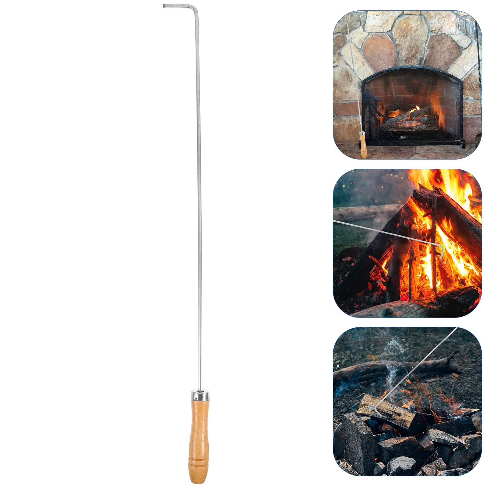 

Multi-Function Outdoor Poker For Pit Long Handle Fireplace Tool Durable Metal Fire Tongs Reusable Lightweight Portable Fire Pit