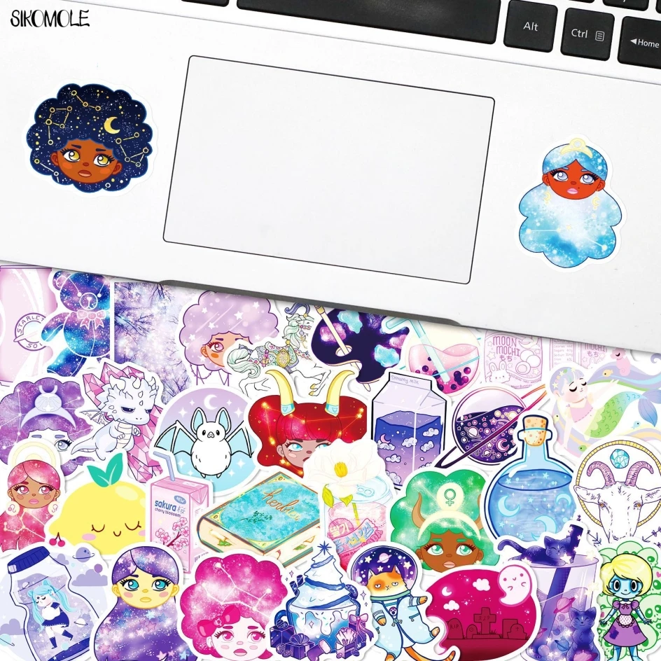 10/30/50PCS Cartoon Cute Dream Girl Stickers Kawaii Starry Sky DIY Toy Car Daily Stationery Skateboard Decal Graffiti Sticker F5