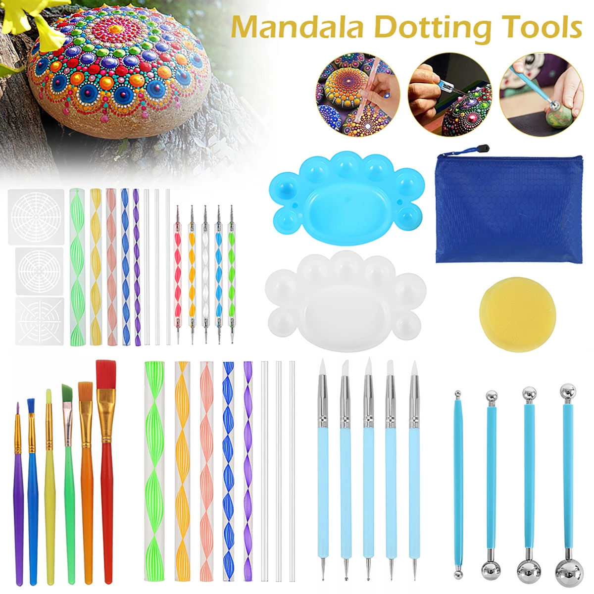 Mandala Dotting Tools for Rock Painting Kits Dotting Art Pen Paint Stencil Drawing Stylus Brush Art Supplies Mandala Art Tool