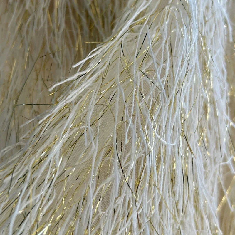 

Clothing Fabric Golden Regular Tassel Feather Yarn Transparent Yarn Stage Performance Background Shooting Designer Diy Sewing