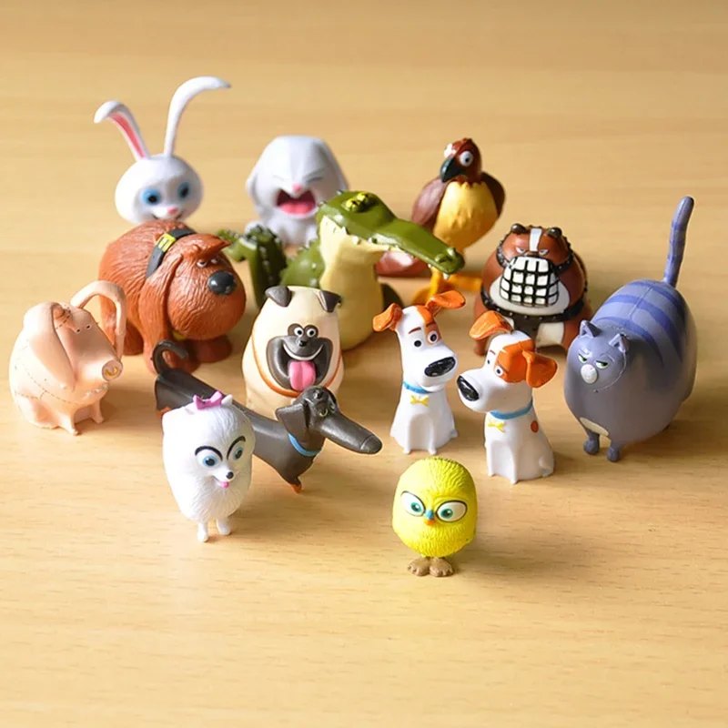 Neue 14 teile/satz Geheimnis Haustiere PVC Kaninchen Schneeball Gidget Mel Hund Max Duke Katze Action Figur Spielzeug Weihnachten Geschenk Spielzeug