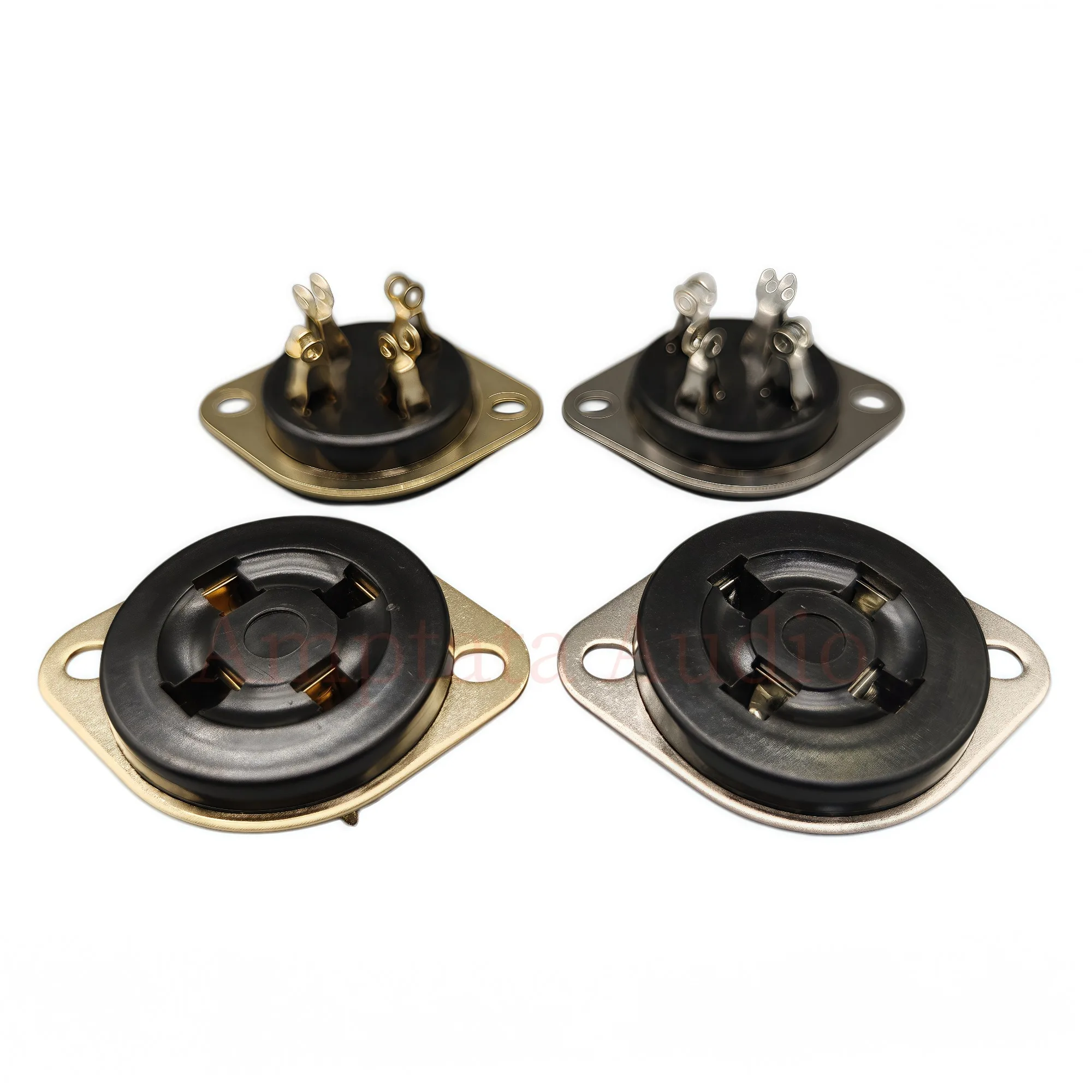 10 pcs GZS4-F 4-Pin Bakelite Tube Socket Chassis Mount Silver/Gold-Tone for 300B 2A3 811 274B - HiFi Audio Valve Base DIY