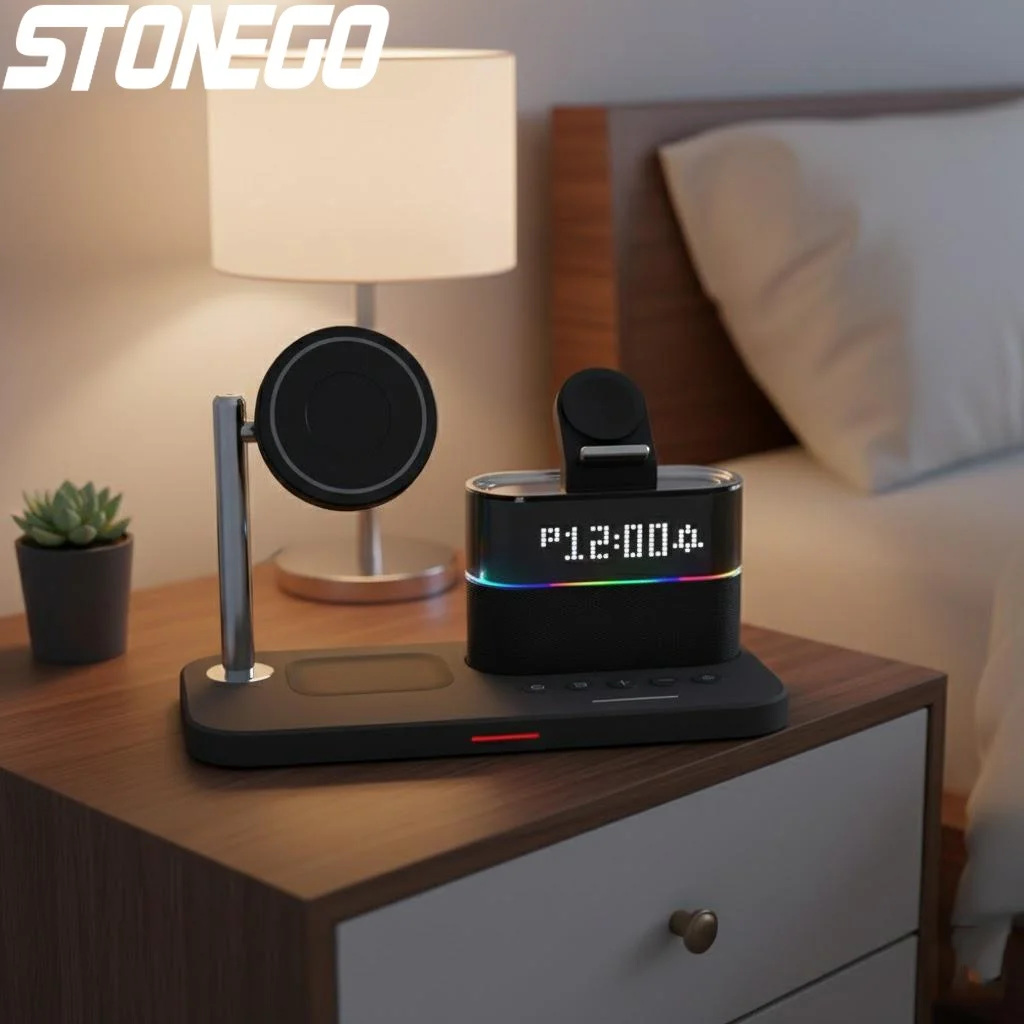 

Беспроводная зарядная станция 5-в-1 с магнитной зарядкой для iPhone, Apple Watch Ultra, AirPods, Samsung, быстрая зарядка