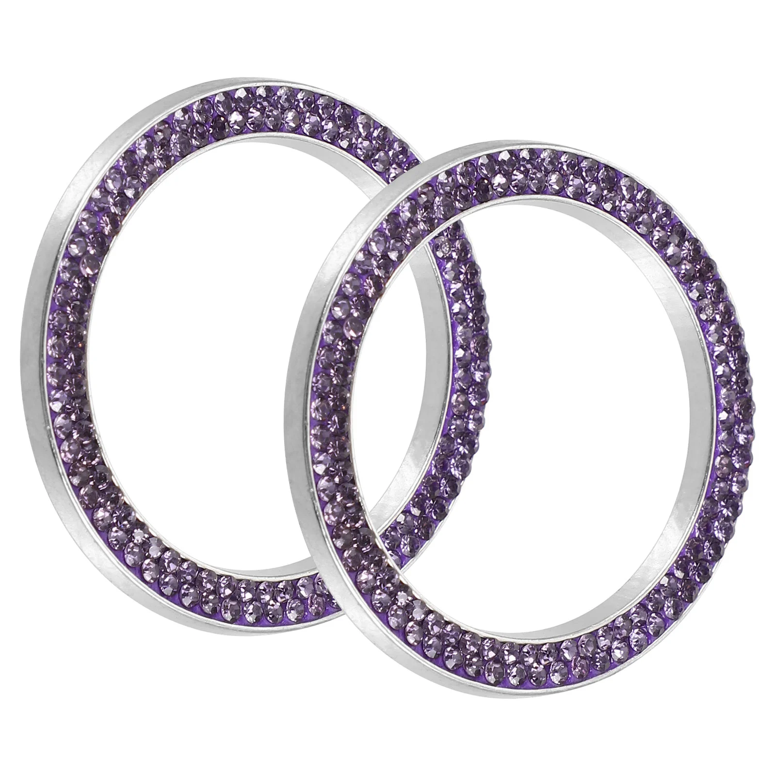 2 Pcs Flash One-Click Start Decoration Automotive Car Zinc Alloy Rhinestones Button Cover Bling Ring