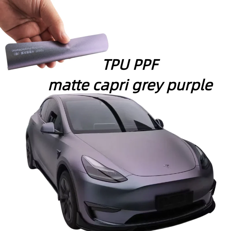 

Matte Capri Grey Purple TPU PPF Car Wrap Self Healing Paint Protection Color Change Auto Body Roll Hot Sale Free Shipping