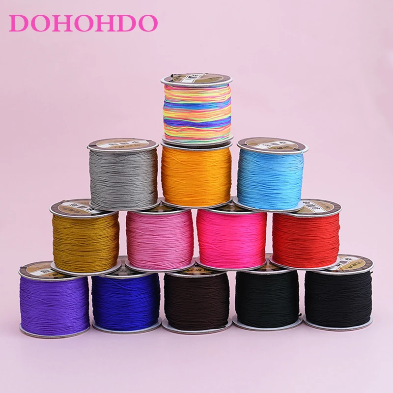 2024 New Arrivals 40 Colors 0.8mm Cotton Cord Nylon Cord Thread String DIY Beading Braided Bracelet Jewelry Making 120M/Spool