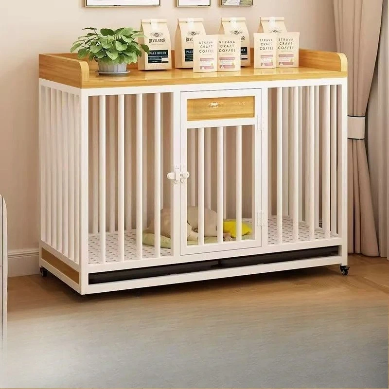 

Dog cage Indoor Large Medium Dog with toilet Separation Balcony Kennel Pet cage with pulley Household thick fence