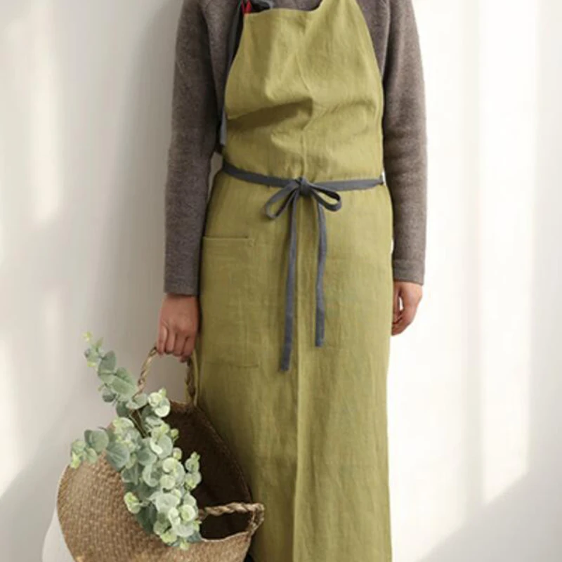 Nordic Ladies Apron Gardening Cotton Bib Household Aprons Flower Shop Kitchen Baking Work Clothes Waterproof Painting Clothing