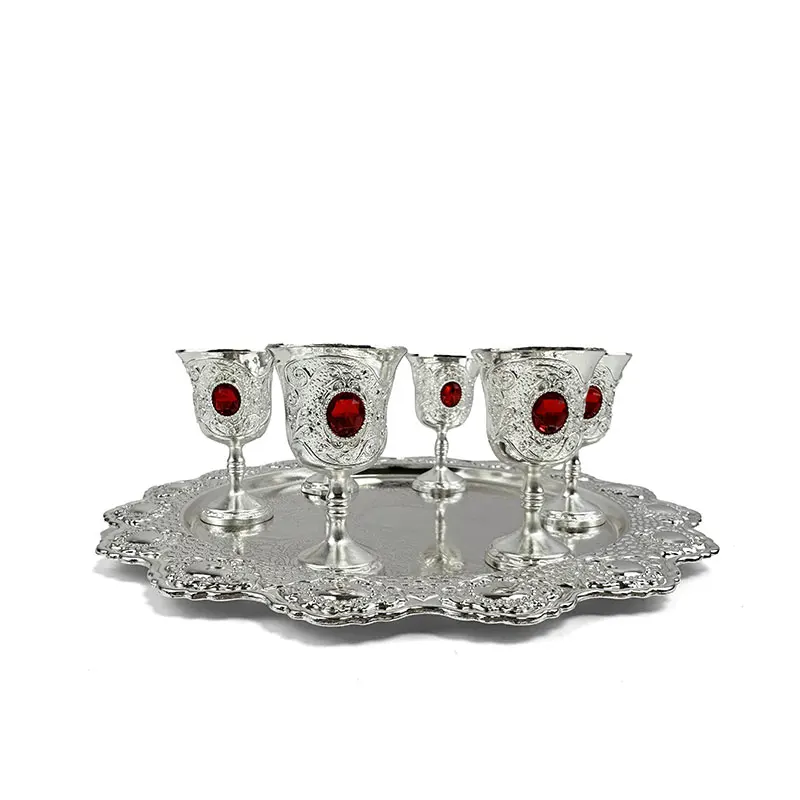 Imitation ancient Chinese carved retro court pure silver silver wine set, home high appearance level wine