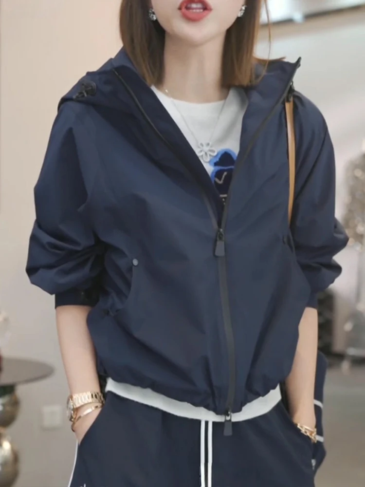 

Casual Sle Women's Hooded Jaet Breathable Faionable Versatile Autumn New Arrival Long Sve Zipper Closure Color