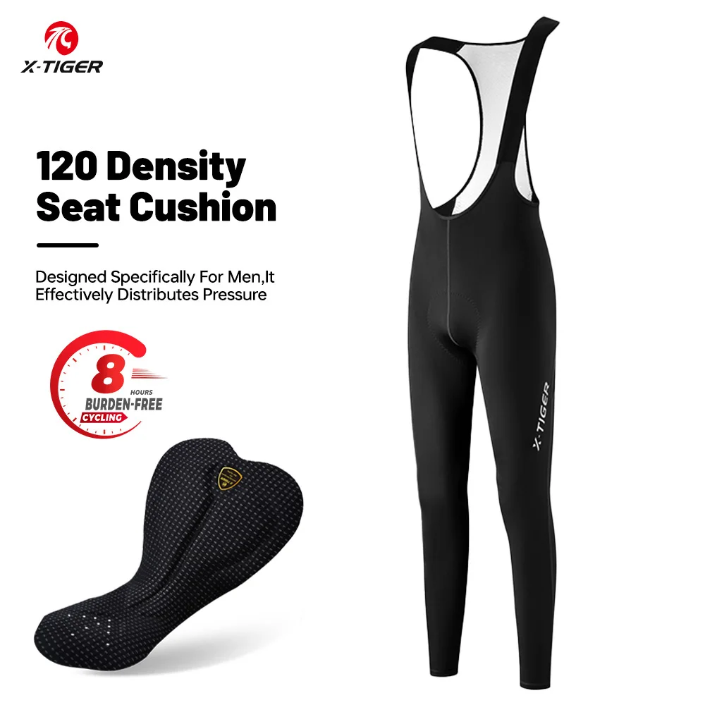

X-TIGER Cycling Pants Men's 120 High Density Padded Professional Cycling Bib Trousers Spring Autumn 8 Hours Bicycle Tights